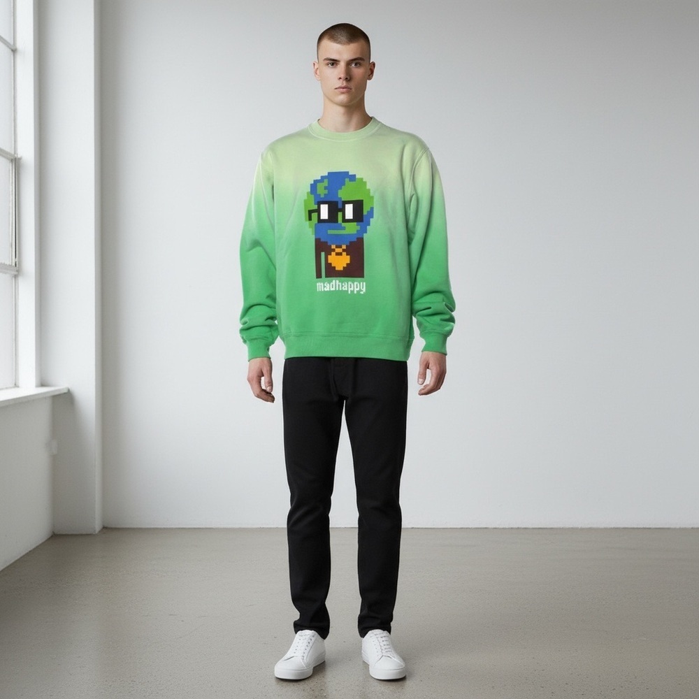 Limited Edition Madhappy x Nouns Earth Green Ombre Crewneck Sweatshirt